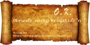 Obrusánszky Krisztián névjegykártya
